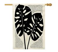 Bandiera retrò Monstera House 71,1 x 101,2 cm, double face, per decorazione esterna, foglie di piante di metà secolo, bandiera per la casa, bandiera per la casa, motivo botanico bohémien per esterni