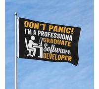 Bandiera Rinforzo Bandiere Da Giardino Software Developer Don'T Panic I'M A Professiona Classica Striscioni Di Bunting Per Esterno Bar Giardino 90X150Cm