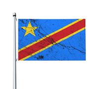 Bandiera Rinforzo, Flag Of The Democratic Republic Of The Congo Texture Effect Doppia Cucitura Bandiere Da Giardino Per Interno Esterno Bandierine 90X150Cm