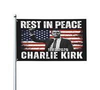 Bandiera "Riposa in pace" in omaggio a Charlie Kirk, con supporto e striscione da 3x5 piedi per cartello da giardino Charlie 2025.