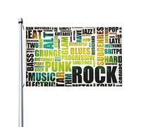 Bandiera Rock Music Poster Background Bandiera In Poliestere Tessuto Da Esterno Prova Di Sbiadimento Striscione All'Aperto, Per Feste Estive, Eventi, Balcone, 90x150cm
