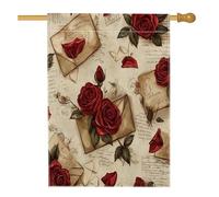 Bandiera romantica per la casa di San Valentino, 71 x 101 cm, double face, per decorazione esterna, lettera d'amore estetica vintage, bandiera per la casa, per vacanze all'aperto, cortile, prato