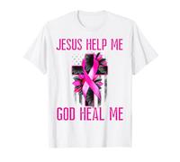 Bandiera Rosa con Scritta Gesus Help Me God Heal Me Breast Cancer Awareness Maglietta