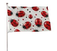 Bandiera rossa a forma di coccinella, 119,4 x 177,8 cm, stampa su entrambi i lati, bandiera decorativa da giardino, non sbiadisce, con occhielli in ottone, sfondo fotografico da appendere per interni