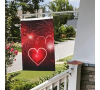 Bandiera rossa con fuochi d'artificio da 6 x 90 cm, per esterni e interni, primavera, estate, autunno, inverno, da giardino, con occhiello, verticale, su entrambi i lati, per decorazioni da cortile
