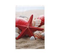 Bandiera rossa con stelle marine e conchiglie di benvenuto da giardino, 0,6 x 0,9 m, double face, non sbiadisce, per casa, cortile, cortile, cortile, prato, decorazione esterna