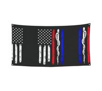 Bandiera rossa dei vigili del fuoco Usa stampa 1'Pack Banner Sign per Halloween, decorazione da appendere per interni ed esterni, resistente ai raggi UV con fori in metallo