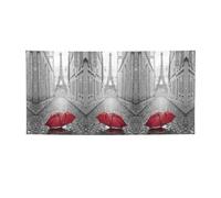 Bandiera rossa stampata con ombrello della Torre Eiffel di Parigi, bandiera colorata per feste, ideale per giardino, bar e riunioni di amici