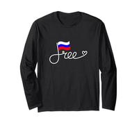 Bandiera Russia Gratis - Russian Freedom Word Art Maglia a Manica