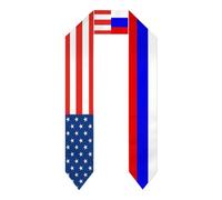 Bandiera Russia, russi e americani, stola di laurea per studenti internazionali, regalo per la cerimonia di laurea della classe 2026, a doppia faccia, 72" × 5,12" con estremità appuntita