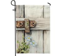 Bandiera Rustic Wooden Blue Flower Forget-Me-Nots Spring Bandiera Di Benvenuto Colori Vivaci Striscione All'Aperto, Per Eventi, Feste Estive, Giardino, 30x45cm