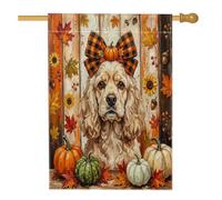 Bandiera rustica autunnale per la casa del cane Cocker Spaniel 71,1 x 101,2 cm, double face, decorativa per esterni, per fattoria autunnale, in legno, per la casa, per esterni, piccola bandiera da