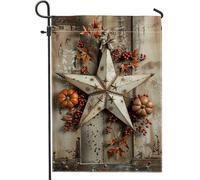 Bandiera rustica da giardino autunnale a forma di stella, con foglie d'acero e zucca marrone, striscione decorativo per la casa, bandiera in iuta su entrambi i lati, decorazione per esterni, 30,5 x