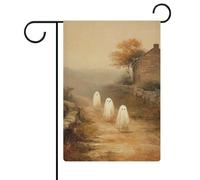 Bandiera rustica da giardino con fantasmi classici in campagna, in iuta su entrambi i lati, 30,5 x 45,7 cm