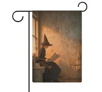 Bandiera rustica da giardino con lettura di streghe e giornali, in iuta su entrambi i lati, 30,5 x 45,7 cm