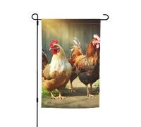 Bandiera rustica da giardino con polli da fattoria, 30,5 x 45,7 cm, per primavera, estate, autunno, inverno, bandiere stagionali su entrambi i lati, bandiere per le vacanze, per esterni e interni, per