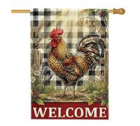 Bandiera rustica della casa di benvenuto con gallo, 71 x 101 cm