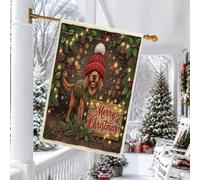 Bandiera rustica natalizia irlandese per cani da 71 x 101 cm, double face, decorativa per esterni, in legno, per cortile, casa, casa colonica, piccola bandiera da giardino