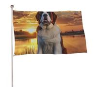 Bandiera Saint Bernard Dog Sunset Bandiera Militare Resistente Alle Intemperie Colori Vivaci Striscione All'Aperto, Per Celebrazioni, Feste Strada, All'Aperto Al Coperto, 90x150cm