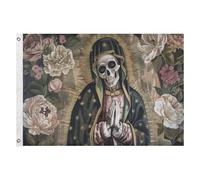 Bandiera Santa Maria Skeleton Flower Stagione Bandiera Decorazione Colori Vivaci Striscione All'Aperto, Per Feste Strada, Feste Estive, Eventi, 90x150cm
