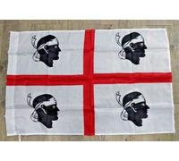 bandiera Sarda 4 Quattro Mori Bianca Sardegna 90x60 Polyester Flag sbendata