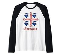 Bandiera Sardegna Quattro Mori Sardegna Orgoglio Italia Design Maglia con Maniche Raglan