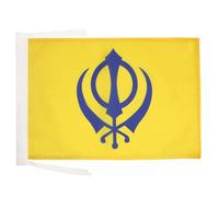 BANDIERA SIKHISMO 45x30cm - BANDIERINA RELIGIONE SIKH 30 x 45 cm cordicelle - AZ FLAG
