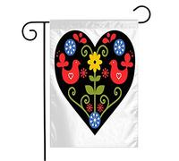 Bandiera Simple Bird Swedish Scrapbook Handcraft Traditional Folk Shape Print Heart Miscellaneous Flower Bandiera Di Benvenuto Striscione All'Aperto, Per Balcone, Feste Strada, 30x45cm