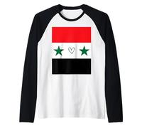 Bandiera Siria Cuore Siriano Orgoglioso Patrimonio Identità Nazionale Maglia con Maniche Raglan