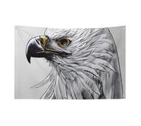 Bandiera Sketching An Eagle con 4 occhielli, bandiere su un lato in poliestere resistente, striscioni resistenti alle intemperie per dormitori, feste, riprese, festival, decorazione 89 x 150 cm