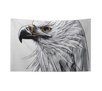 Bandiera Sketching An Eagle con 4 occhielli, bandiere su un lato in poliestere resistente, striscioni resistenti alle intemperie per dormitori, feste, riprese, festival, decorazione 61 x 88,9 cm