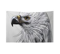 Bandiera Sketching An Eagle con 4 occhielli, bandiere su un lato in poliestere resistente, striscioni resistenti alle intemperie per dormitori, feste, riprese, festival, decorazione 152,4 x 243,8 cm