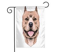 Bandiera Smiling Isolated Dog Breeds Pit 2018 Terrier Cute Animals Wildlife Brown Symbol Sketch Prova Di Sbiadimento Bandiera Di Benvenuto, Per All'Aperto Al Coperto, Feste Strada, 30x45cm