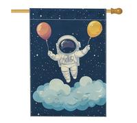 Bandiera Space Astronaut Dark Blue Balloon Floating Space Di Benvenuto Colori Vivaci Striscione All'Aperto, Per All'Aperto Al Coperto, Balcone, Feste Estive, 30x45cm