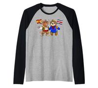 Bandiera Spagna Costa Rica Radici Spagnolo-Costaricane Maglia con Maniche Raglan