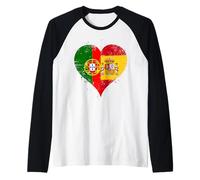 Bandiera Spagna Portogallo di Orgoglioso Spagnolo Portoghese Maglia con Maniche Raglan