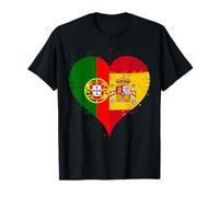 Bandiera Spagna Portogallo di Orgoglioso Spagnolo Portoghese Maglietta