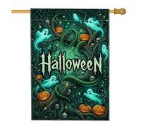 Bandiera spettrale della foresta, serpente e fantasma, con citazione di | Lanterne Jack-o'-lanterns, Bandiera del cortile, Fantasmi spettrali, Albero della foresta, Atmosfera spettrale