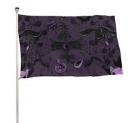 Bandiera spettrale gotica viola nera 119,4 x 177,8 cm, stampa su entrambi i lati, bandiera decorativa da giardino, non sbiadisce, con occhielli in ottone da appendere, sfondo fotografico per interni