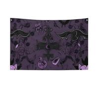Bandiera spettrale gotica viola nera 152,4 x 243,8 cm nessuna dissolvenza bandiera di benvenuto giardino cortile bandiere decorative giardino cortile cartello interno esterno banner festa decorazione