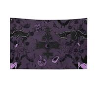 Bandiera spettrale gotica viola nera 61 x 88,9 cm nessuna dissolvenza bandiera di benvenuto giardino cortile casa bandiere decorative giardino cortile cartello interno esterno banner festa decorazione