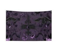 Bandiera spettrale gotica viola nera 89 x 150 cm non sbiadisce bandiera di benvenuto giardino cortile casa bandiere decorative giardino cortile cartello interno esterno banner festa decorazione casa