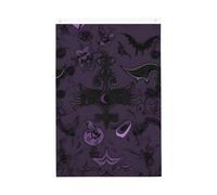 Bandiera spettrale viola nera gotica da 0,9 x 1,5 m, bandiere da giardino vivaci su entrambi i lati, striscione di benvenuto stagionale con occhielli in ottone, decorazione sfondo fotografico per