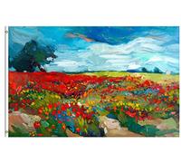 Bandiera Spring Flower Fields Nature Farm Landscape Artwork Stagione Bandiera 2 Occhielli Metallici Striscione All'Aperto, Per All'Aperto Al Coperto, Balcone, Celebrazioni, 90x150cm