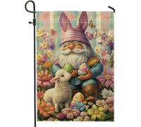 Bandiera Spring Flower Gnome Colorful Flowers and Butterfly con Occhielli Bandiere da giardino Resistente allo Scolorimento Bandierine della Decorazione per Conferenza Celebrazione 30x45cm