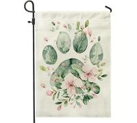 Bandiera Spring Flower Green Leaves and Flower Petals Colori Vivaci Bandiere da giardino Classica Bandierine della Decorazione per All'aperto Parata 30x45cm