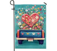 Bandiera Spring Flower Heart Colorful Flowers and Hearts Personalizzata Bandiere con Occhielli Bandierine della Decorazione per Interno Celebrazione 30x45cm