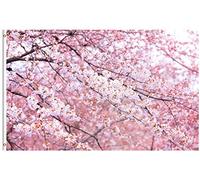 Bandiera Spring Summer Cherry Flowers Pink Flower Tree Bandiera Di Benvenuto Prova Di Sbiadimento Decorazione Striscione All'Aperto, Per Celebrazioni, Feste Estive, Feste Strada, 90x150cm