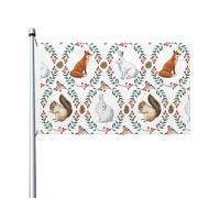 Bandiera Squirrel Rabbit And Fox Bandiera Di Benvenuto 2 Occhielli Metallici Rinforzata Striscione All'Aperto, Per All'Aperto Al Coperto, Feste Estive, Celebrazioni, 90x150cm