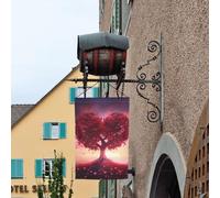 Bandiera stagionale da giardino bifacciale 12 x 18 pollici, con bellissimo cuore e albero dell'amore, piccola bandiera per esterni, decorazione floreale stagionale da fattoria, bandiera per casa delle